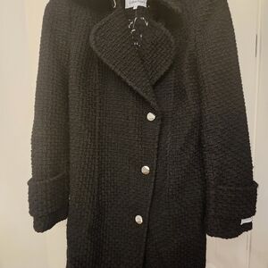 Calvin Klein Textured Black Pea Coat